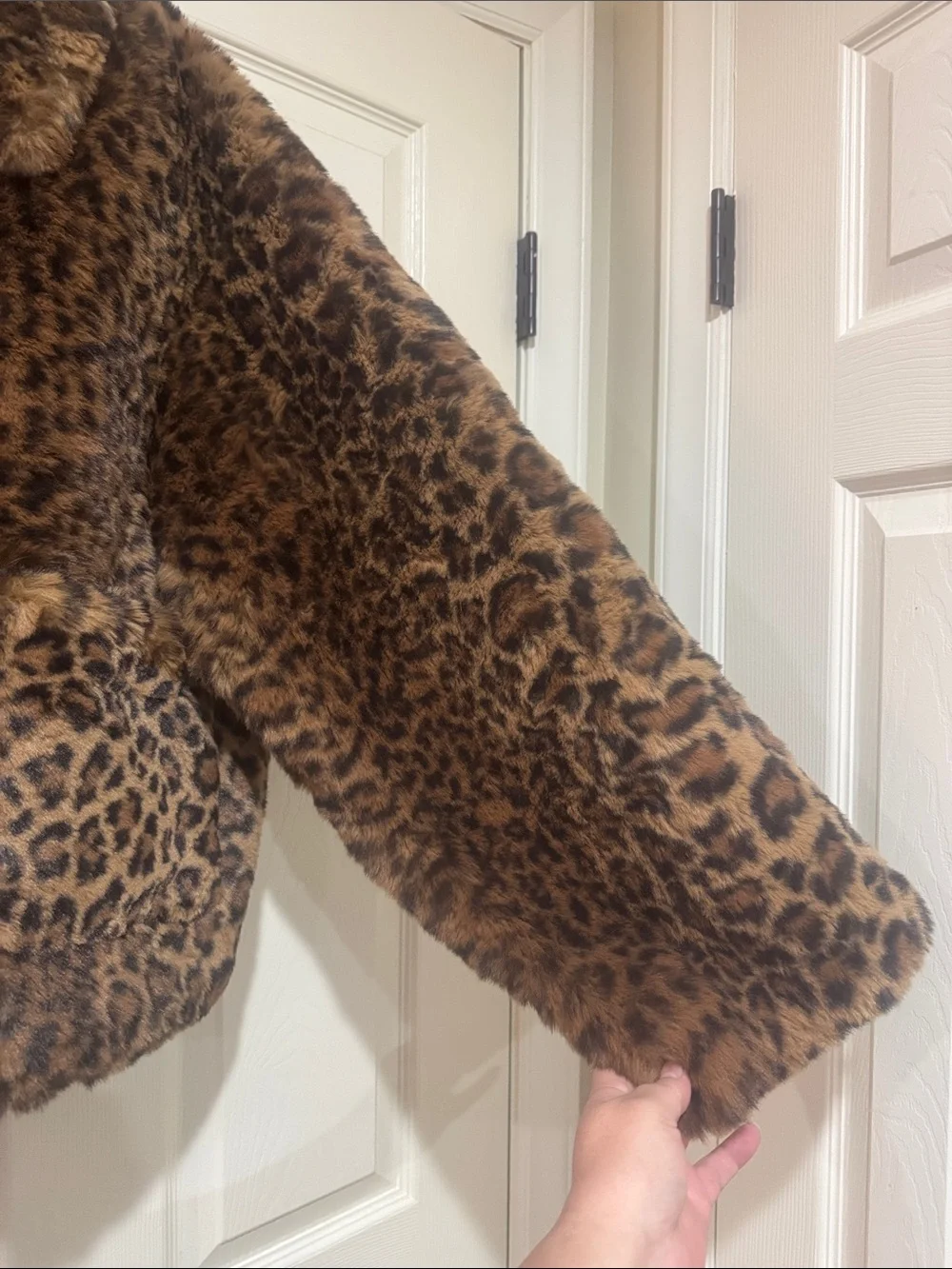 Mauve/Anthropologie/Faux Fur Brown/Black/Leopard Print/Gold Button Down Jacket!